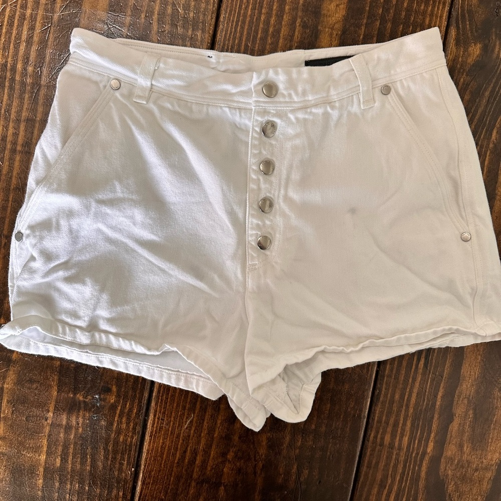 rag & bone Ivory Button-Up Jean Shorts